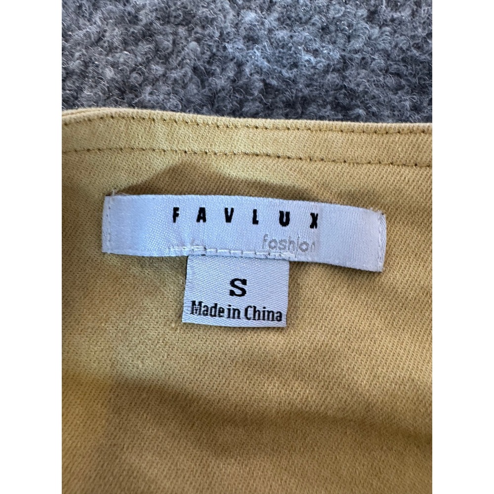 FAVLUX Mustard Yellow High Waisted Triple Button Fly Cuffed Shorts Womens SZ S - Picture 10 of 13